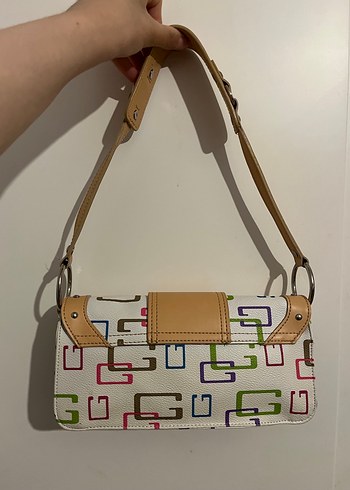 Bej Deri Tokalı Retro Desenli Kadın Çanta - Görsel 2