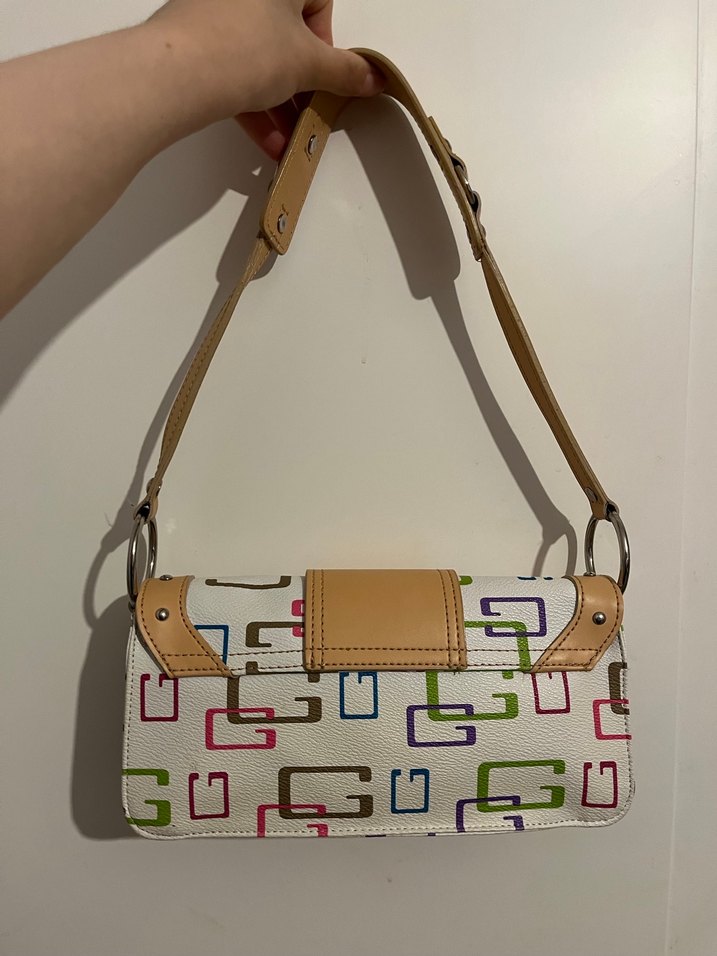 Bej Deri Tokalı Retro Desenli Kadın Çanta - Görsel 2