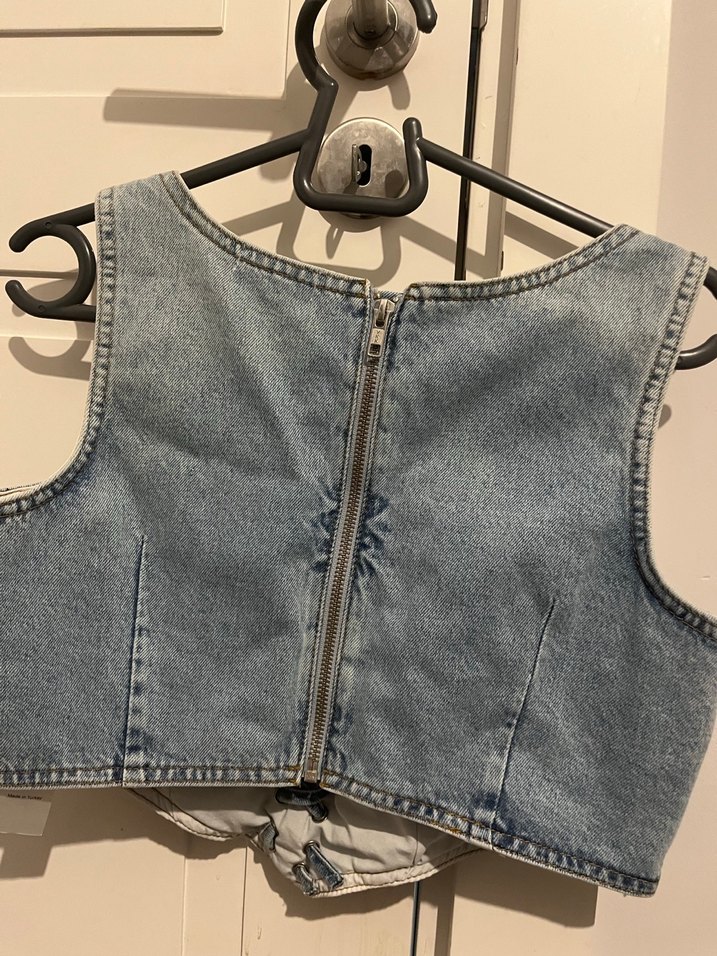 Düğmeli Denim Kadın Bustiyer - Görsel 3