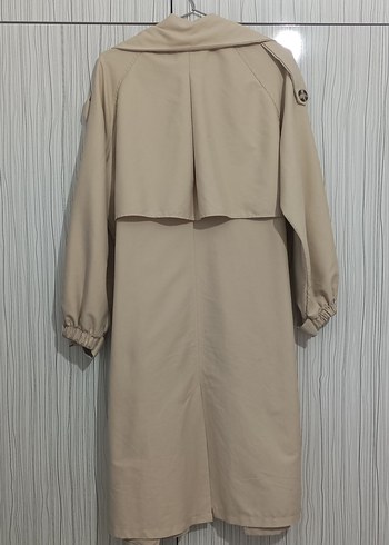 Düğmeli Bej Kadın Trençkot - Görsel 6