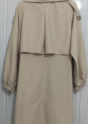 Düğmeli Bej Kadın Trençkot - Görsel 8