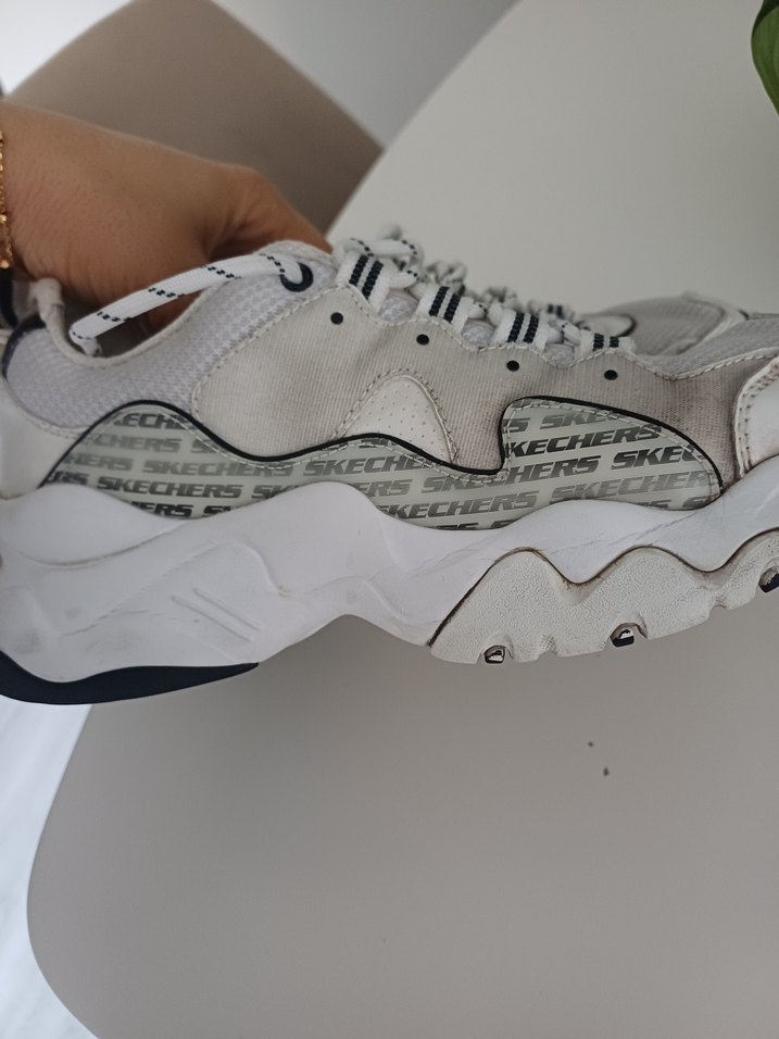 orjinal skechers Yılan Desenli Beyaz Platform Spor Ayakkabı - Görsel 3