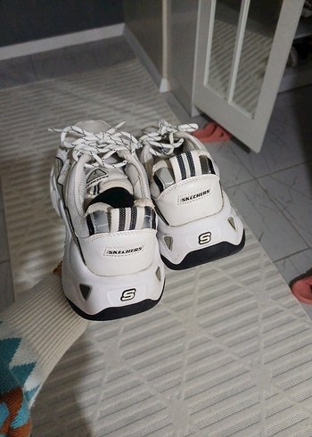 orjinal skechers Beyaz Gri Yılan Desenli Bağcıklı - Görsel 2