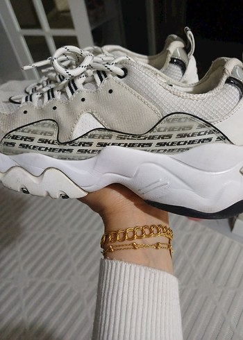 orjinal skechers Beyaz Gri Yılan Desenli Bağcıklı - Görsel 4