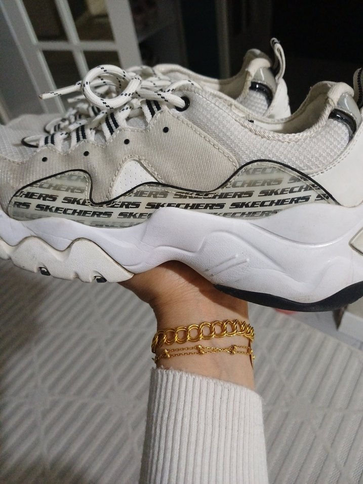 orjinal skechers Beyaz Gri Yılan Desenli Bağcıklı - Görsel 4