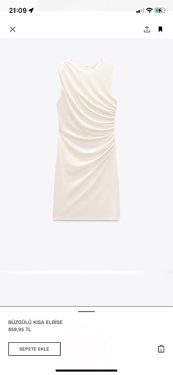 xs Beden Zara beyaz elbise
