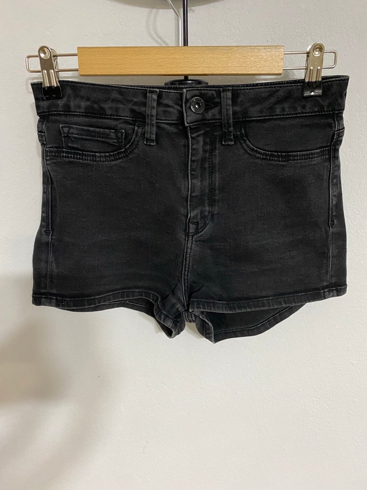 Siyah Mini Denim Şort - Görsel 3