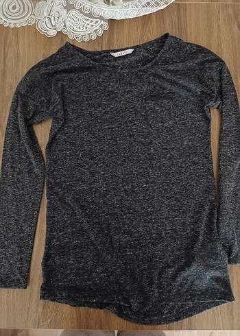 Diğer Gri Uzun Kollu Kadin Keten Sweatshirt