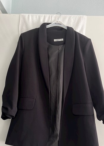 Kadın Siyah Midi Blazer Ceket - Görsel 2