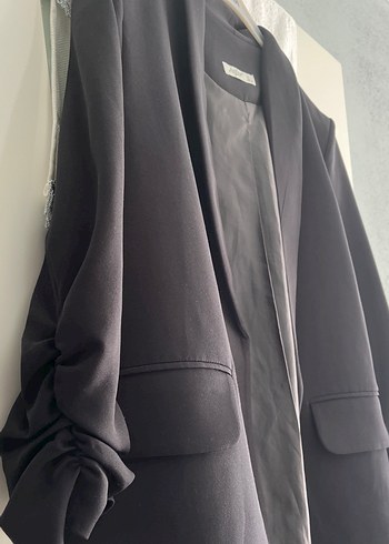 Kadın Siyah Midi Blazer Ceket - Görsel 3