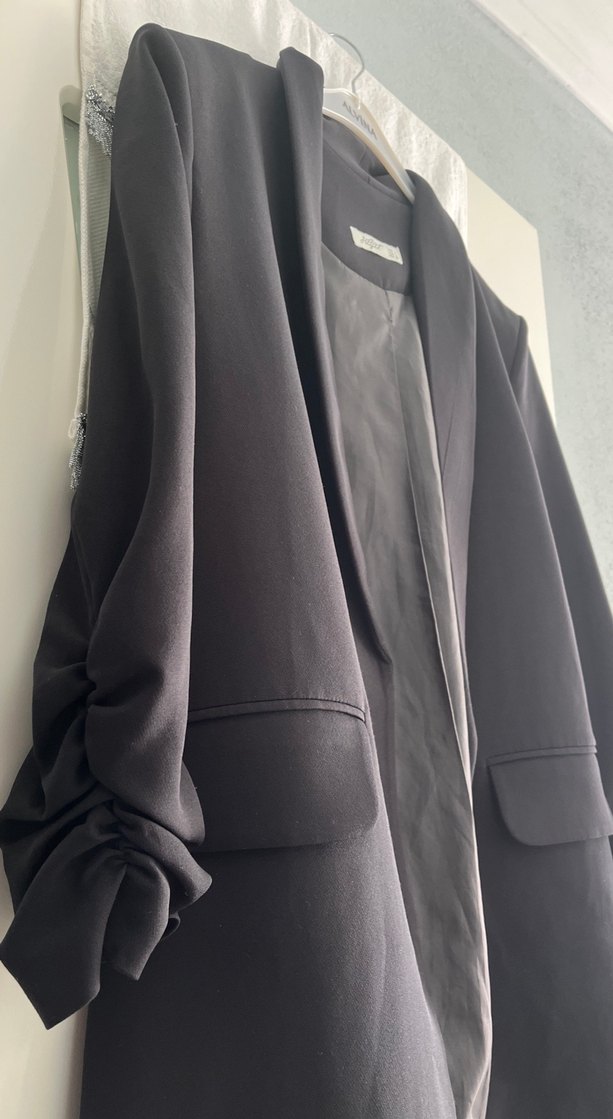 Kadın Siyah Midi Blazer Ceket - Görsel 3