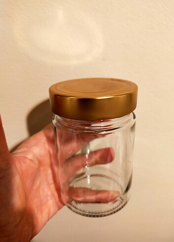 Beden altın Renk Cam recel kavanozu, 300ml, kapaklı, 3 adet