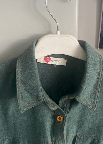 Koton Gri Denim Kadın Gömlek, Düğmeli, Uzun Kollu