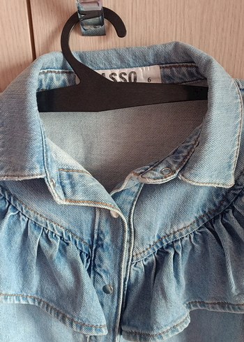 Zara Fırfırlı Mavi kız çocuk kot elbise