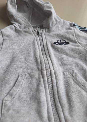 Erkek Çocuk Kapüşonlu Fermuarlı Gri Sweatshirt - Görsel 2