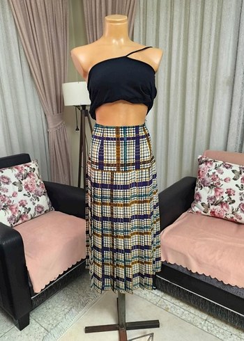 Çok Renkli Pilili Uzun Kadın Etek - Görsel 5