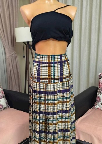 Çok Renkli Pilili Uzun Kadın Etek - Görsel 7