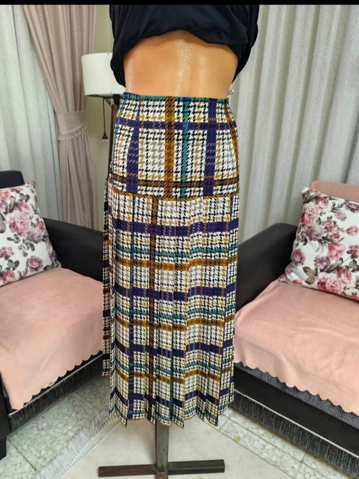 Çok Renkli Pilili Uzun Kadın Etek - Görsel 2