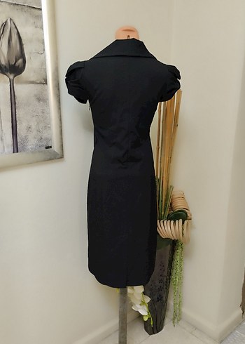 Siyah Uzun Kollu Ofis Elbisesi - Görsel 7
