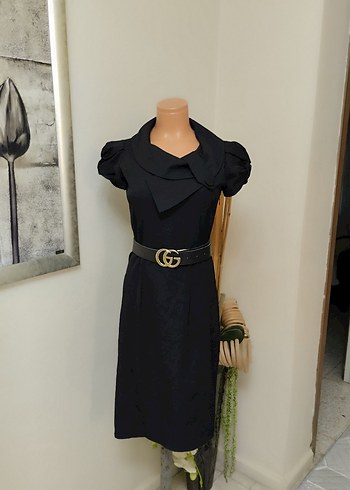 Siyah Uzun Kollu Ofis Elbisesi - Görsel 6