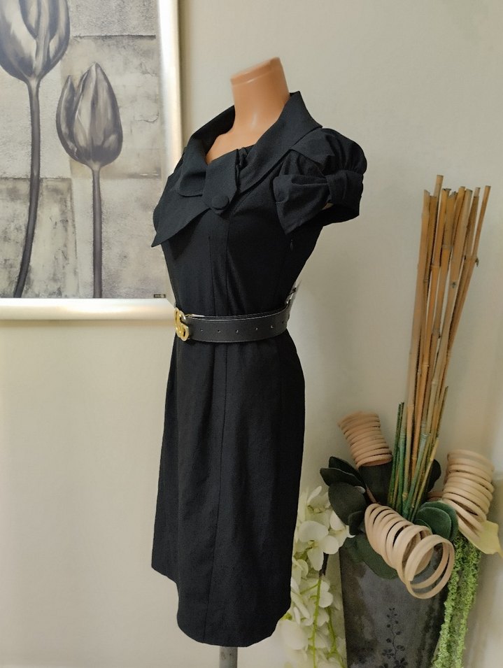 Siyah Uzun Kollu Ofis Elbisesi - Görsel 4