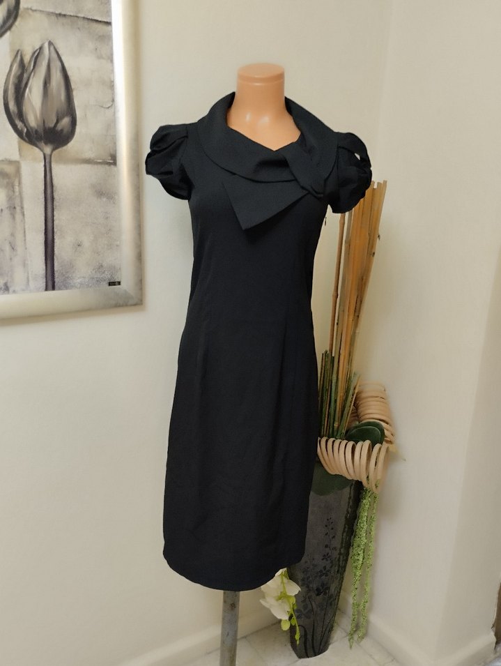 Siyah Uzun Kollu Ofis Elbisesi - Görsel 5