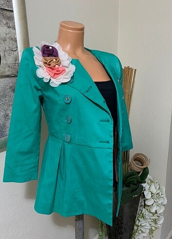 36 Beden yeşil Renk Vintage blazer ceket