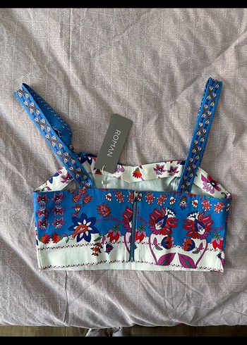 Çiçek Desenli Renkli Straplez Bustiyer - Görsel 2