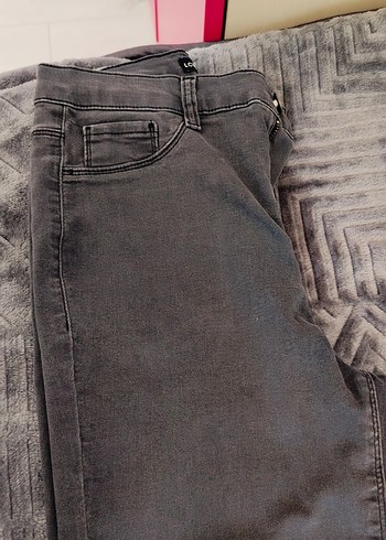 Gri Kadın Skinny Midi Denim Jean