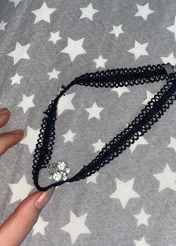  Beden Nakışlı Zincir Detaylı Siyah Gotik Kolye
