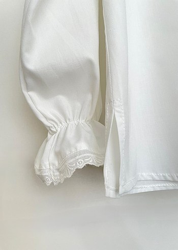 Dantel Yakalı ekru Kadın Gömlek - Görsel 5