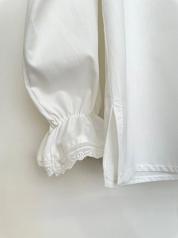 Dantel Yakalı ekru  Kadın Gömlek - Görsel 5