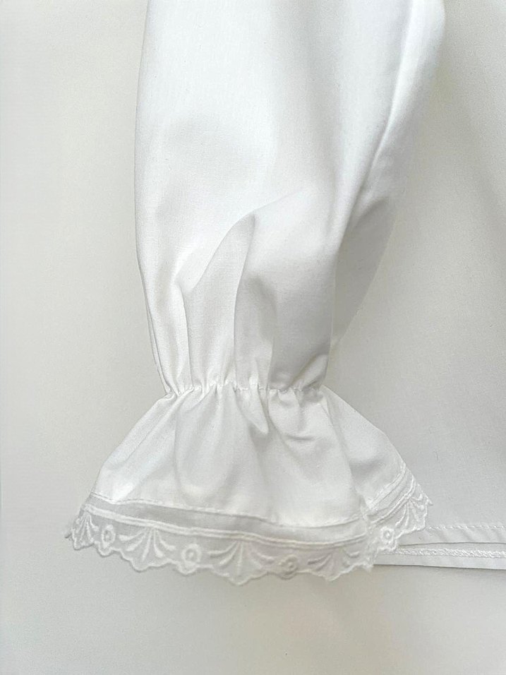 Dantel Yakalı ekru  Kadın Gömlek - Görsel 4