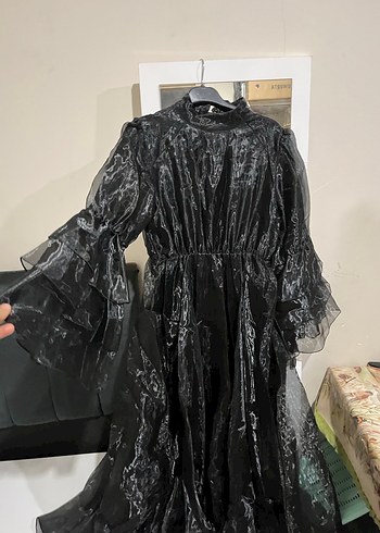 xl Beden Siyah Uzun Kollu Gotik Uzun Elbise