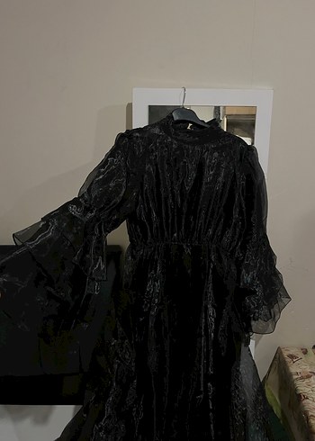 Abiye Siyah Uzun Kollu Gotik Uzun Elbise