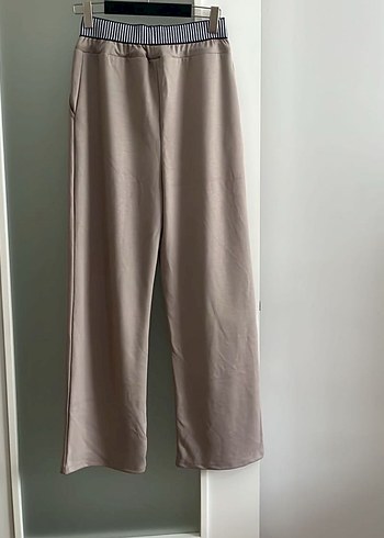 Bej Kadın Kemerli Rahat Kumaş Pantolon - Görsel 5