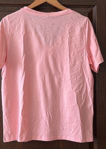 Pembe V Yaka Kadın sıfır Tişört - Görsel 4