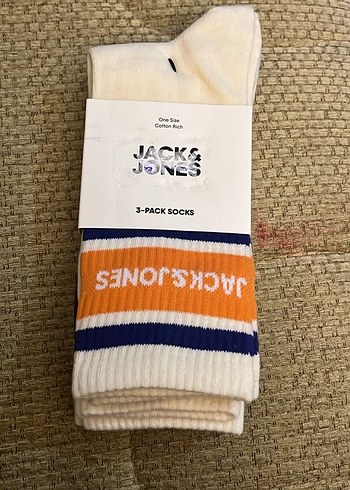 Jack & Jones Baskılı Beyaz Erkek Çorap 3'lü - Görsel 2