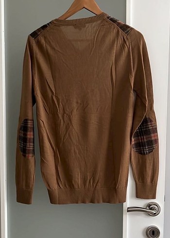 Erkek Kahverengi V Yaka Örgü Kazak - Görsel 6