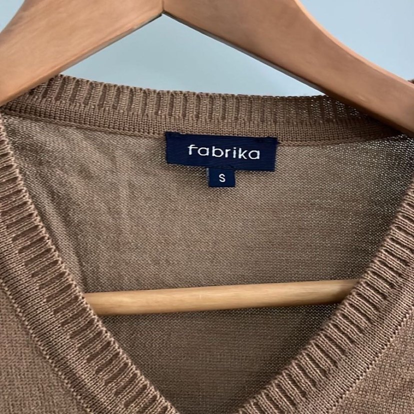 Erkek Kahverengi V Yaka Örgü Kazak - Görsel 4