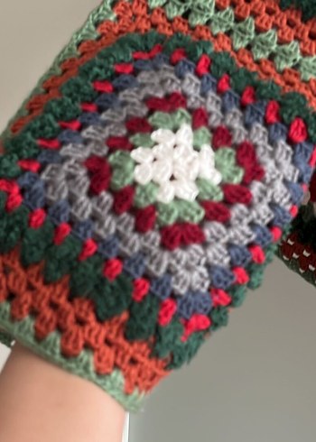 Renkli Örgü motifli Kadın Hırka - Görsel 4