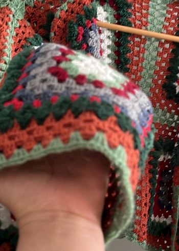 Renkli Örgü motifli Kadın Hırka - Görsel 3