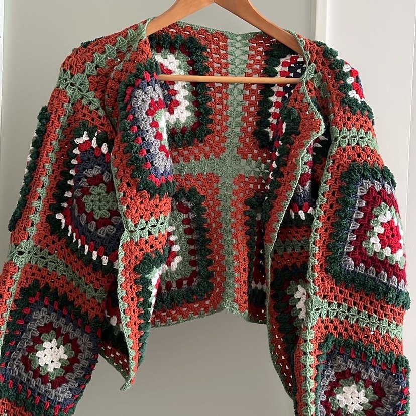 Renkli Örgü motifli Kadın Hırka - Görsel 2