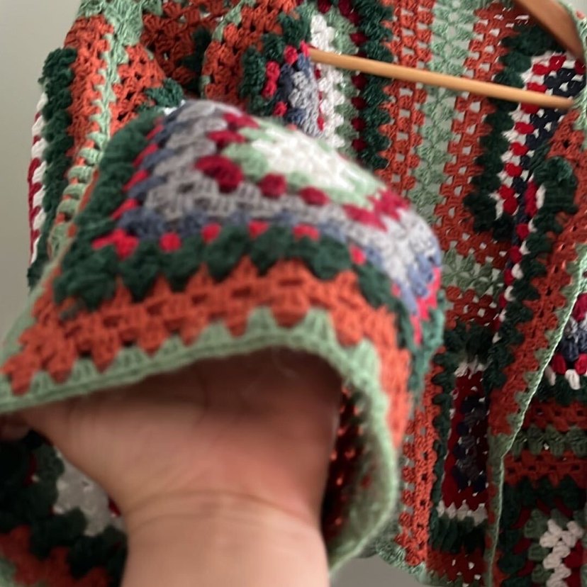 Renkli Örgü motifli Kadın Hırka - Görsel 3