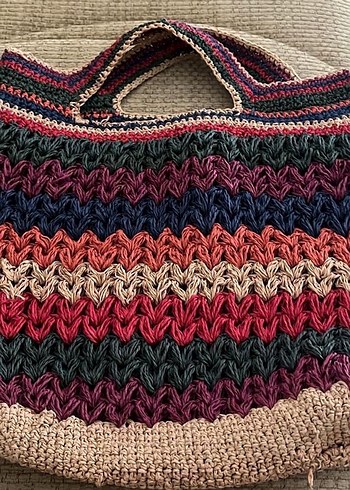 Günün indirimi Bohem Çok Renkli Örgü Kadın Çanta - Görsel 4