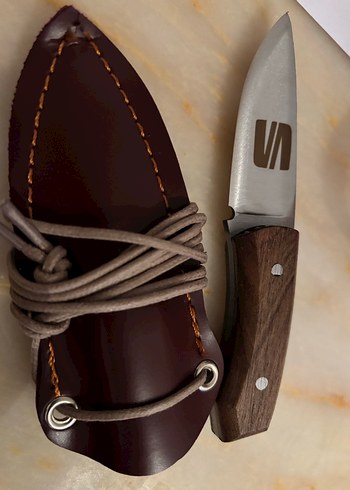 Kahverengi Ahşap Saplı Bıçak ve Deri Kılıf - Görsel 4