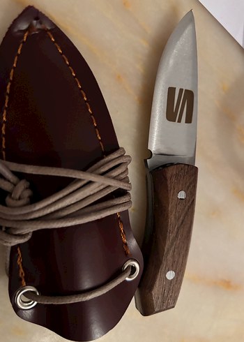 Kahverengi Ahşap Saplı Bıçak ve Deri Kılıf - Görsel 5