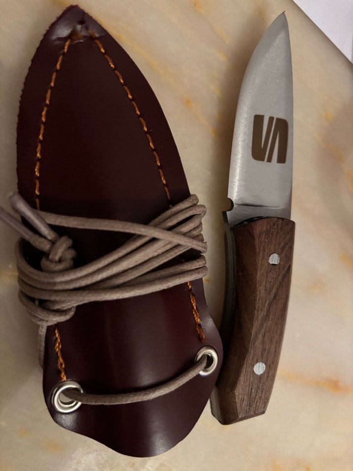 Kahverengi Ahşap Saplı Bıçak ve Deri Kılıf - Görsel 4