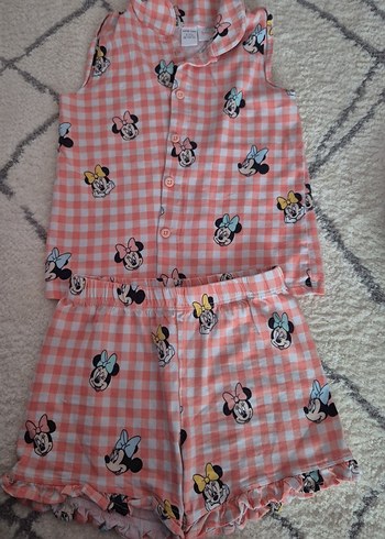 Kızlar İçin Pembe Desenli Düğmeli Pijama Takımı - Görsel 4