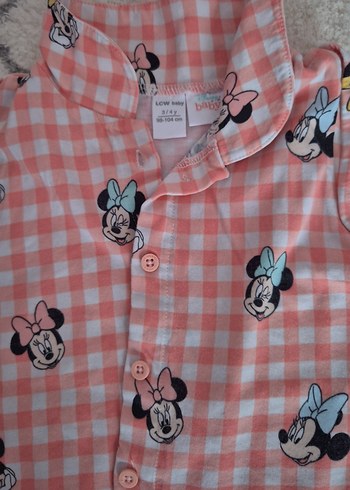 Kızlar İçin Pembe Desenli Düğmeli Pijama Takımı - Görsel 2